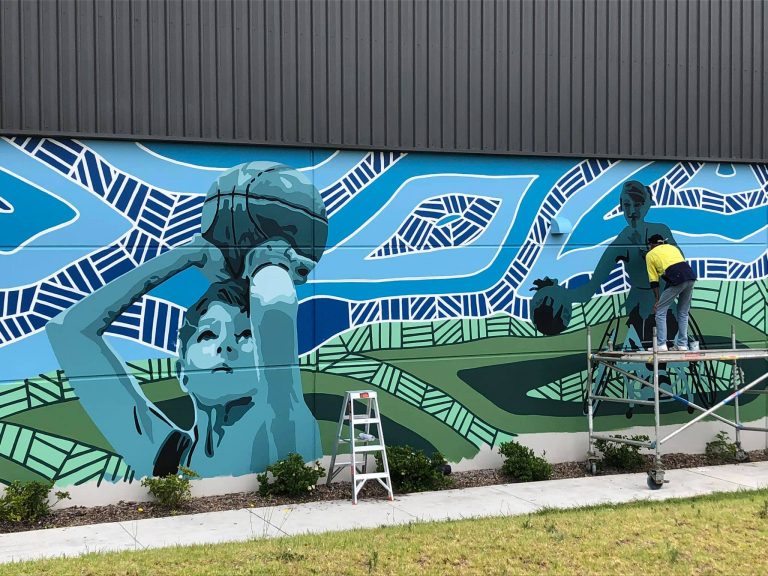 Coming Together Bomaderry Sporting Complex Mural by Warwick Keen